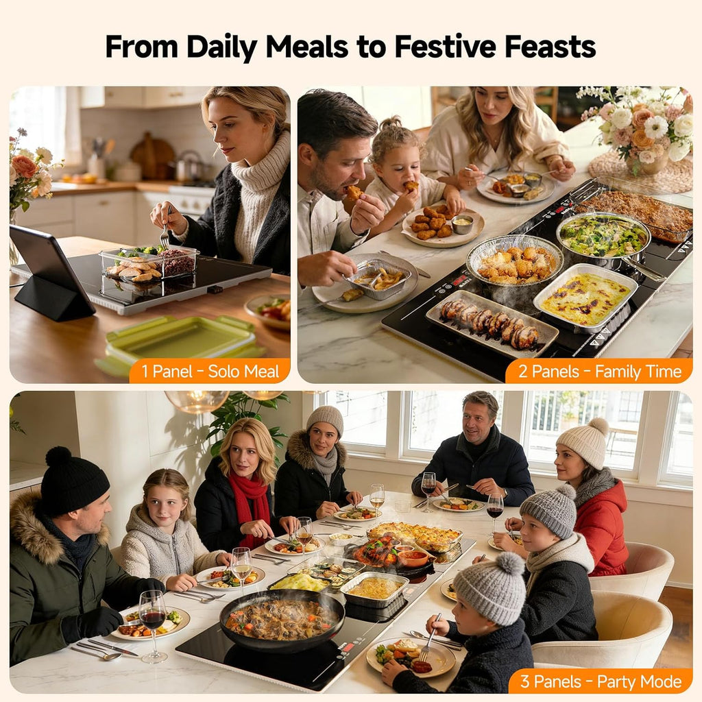 FEPPO 2026 Electric Food Warming Tray 47"x15" Rectangular Kitchen Appliance