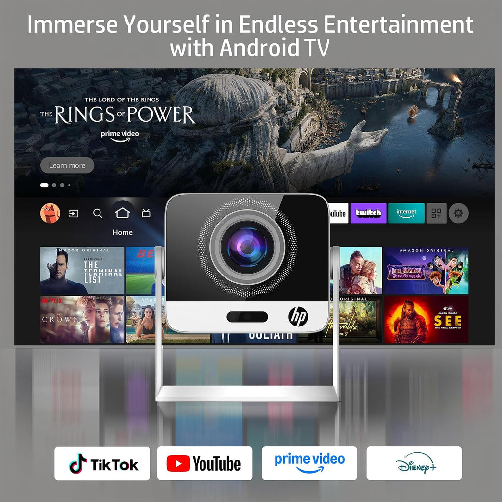 HP Projector with Apps, FHD 4K Supported, USB-C Power Bank Compatible MC425