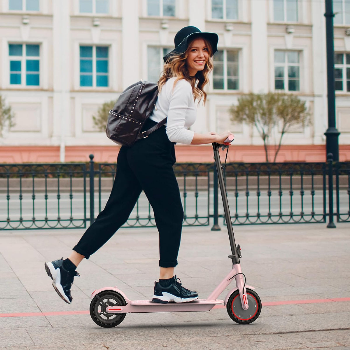 Electric Scooter - 350W/500W Motor, 8.5"/10''Solid Tires, Up to 19/22MPH& 16/21/23Miles Long-Range Portable Commuting Scooter for Adults with Double