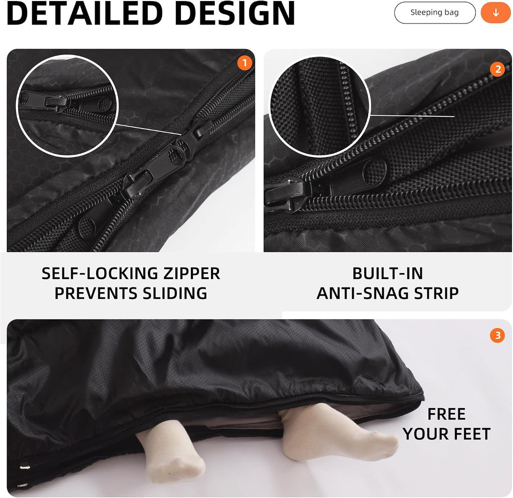 Double Sleeping Bags for Adults Camping with 2 Pillows Queen Size