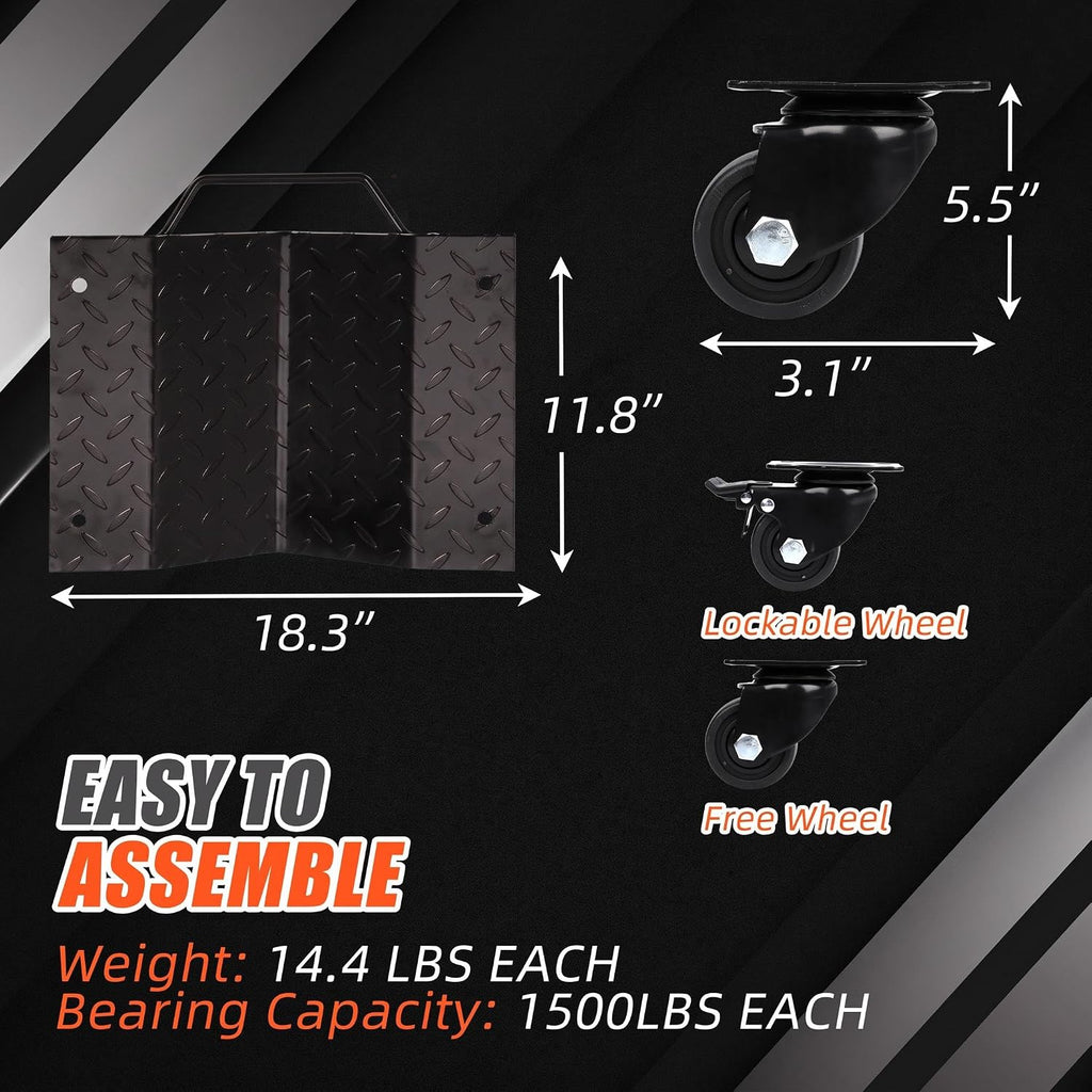 6000 LBS Car Wheel Dolly Set of 4, Car Dolly with Security Lock for Moving