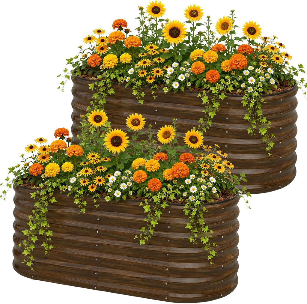 Galvanized Steel Raised Garden Bed Kit - 2 Pack 4x2x2 ft Metal Planter Box for Vegetables, Flowers, Herbs | Easy Assembly, Open Bottom Design for