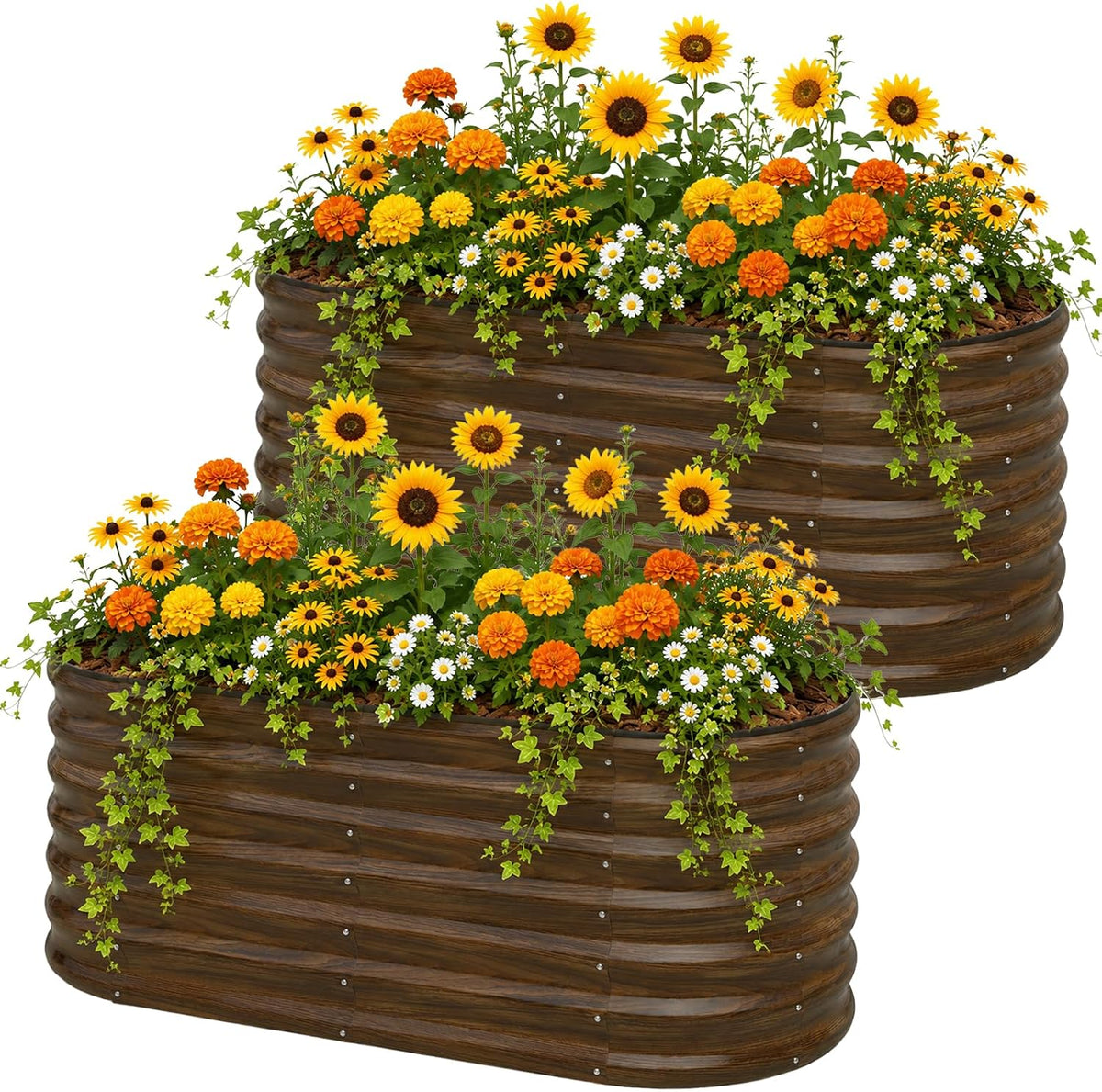 Galvanized Steel Raised Garden Bed Kit - 2 Pack 4x2x2 ft Metal Planter Box for Vegetables, Flowers, Herbs | Easy Assembly, Open Bottom Design for