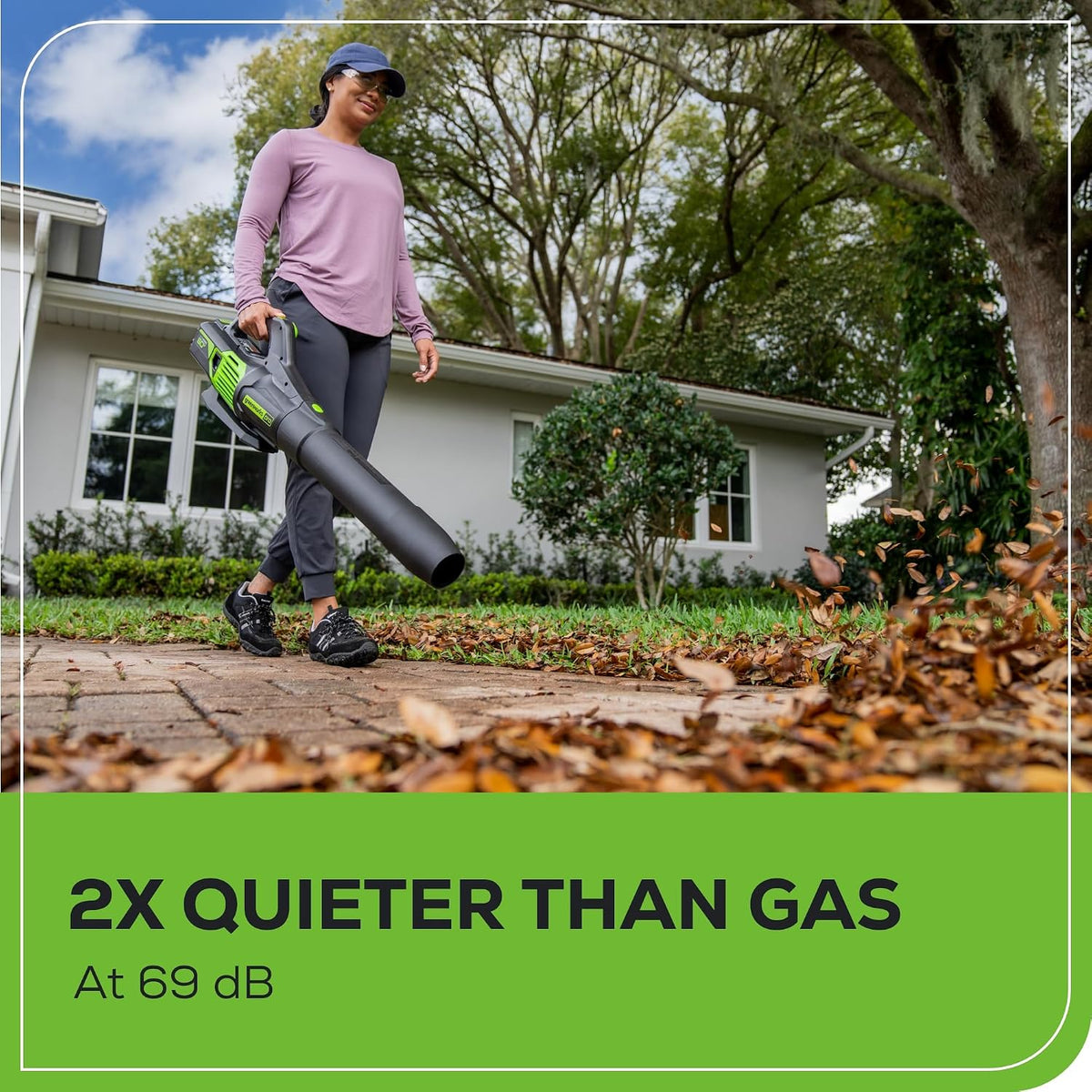 Greenworks 60V Electric Leaf Blower, 610 CFM, 2.5 Ah Battery and Charger