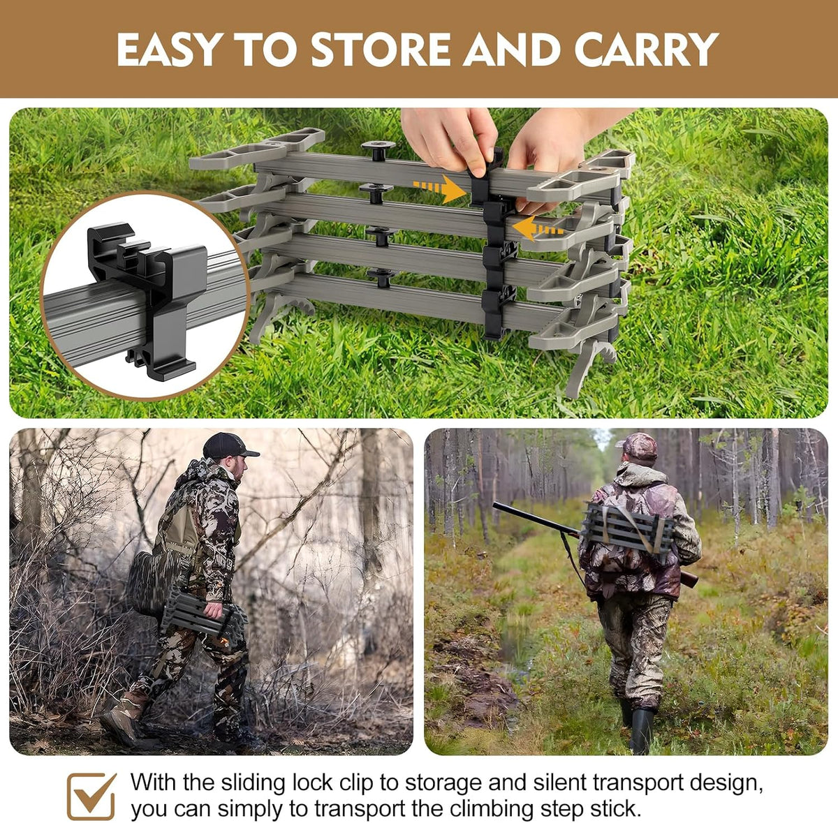 Climbing Sticks,Aluminum Non-Slip Hunting Climbing Steps,Lightweight Tree Climbing Hunting Gear Hunting Accessories for Tree Stands Set of 4,Fold Up