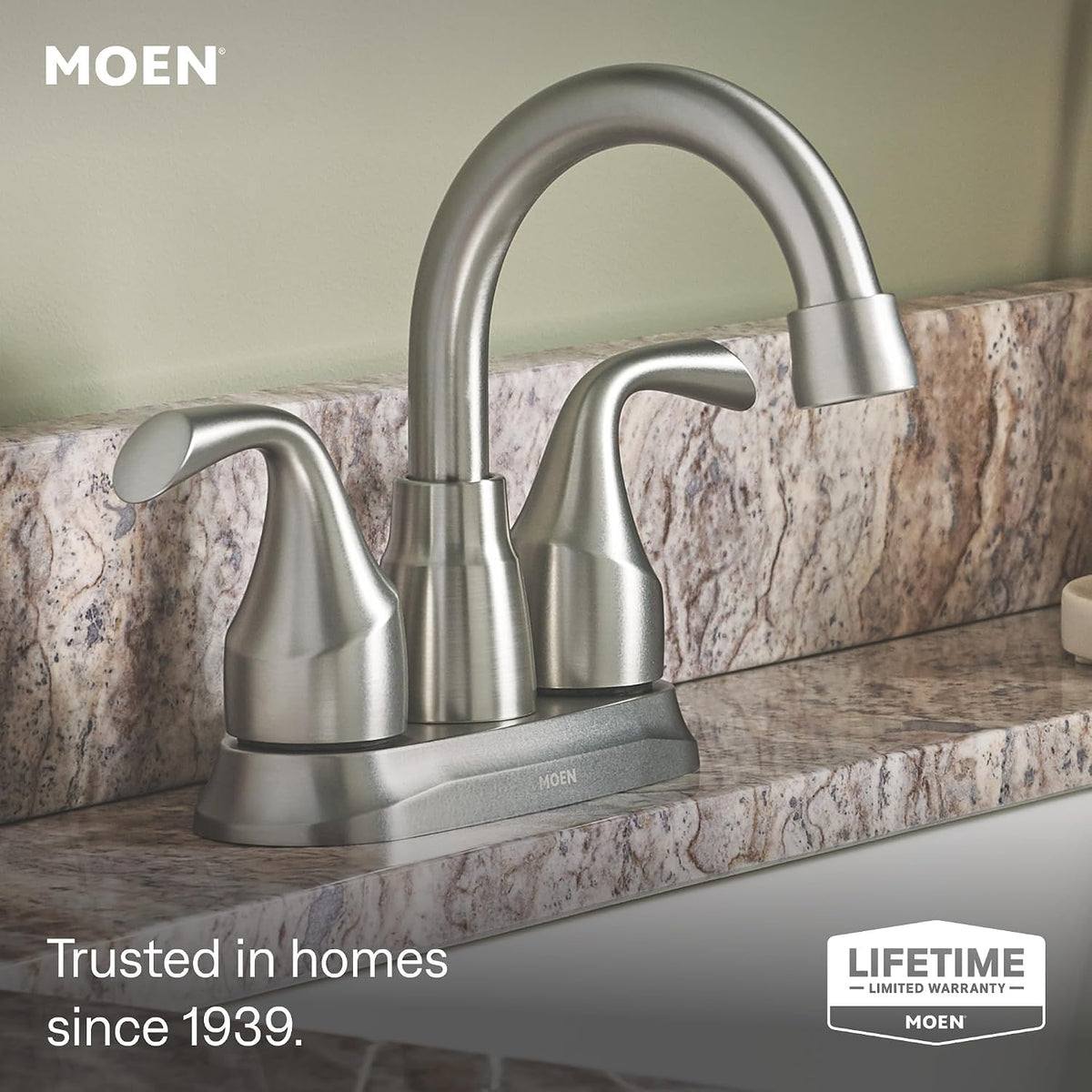 Moen Idora Centerset Bathroom Faucet, Spot Resist Nickel, 84115SRN