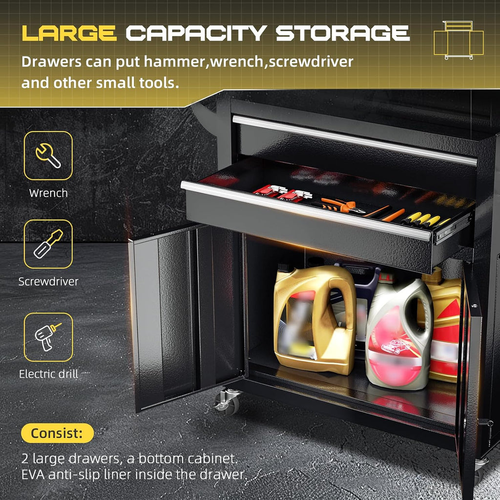 8-Drawer Rolling Tool Chest with Lock, Detachable Tool Cabinet Cart with Wheels, High-Capacity Mechanic Tool Storage for Garage Workshop Warehouse