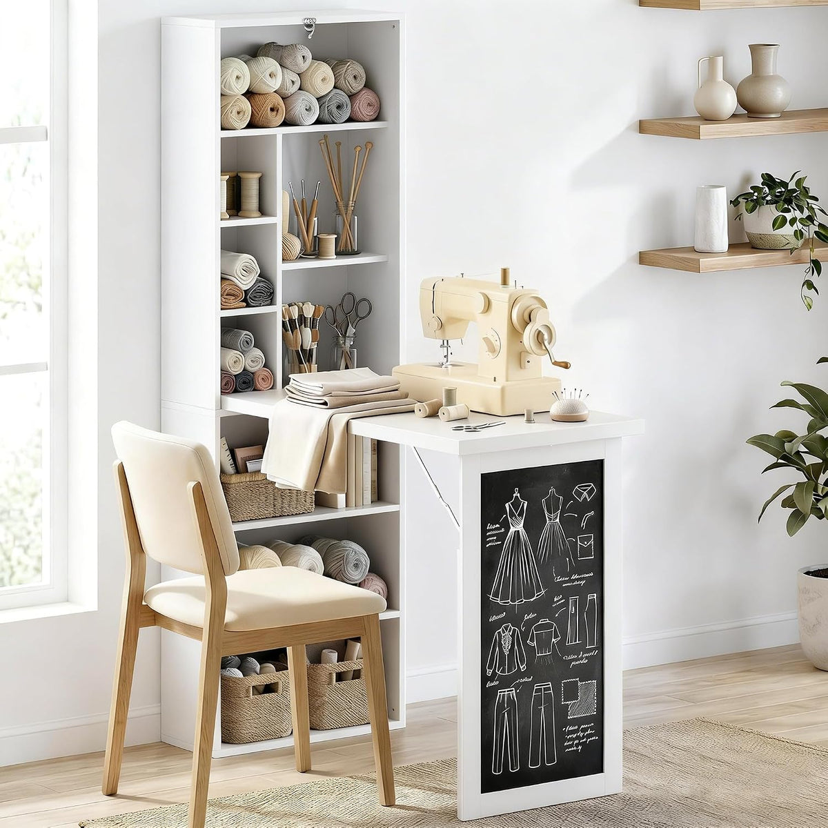 HOMCOM Foldable Desk Wall Mounted Convertible Table for Small Spaces, White
