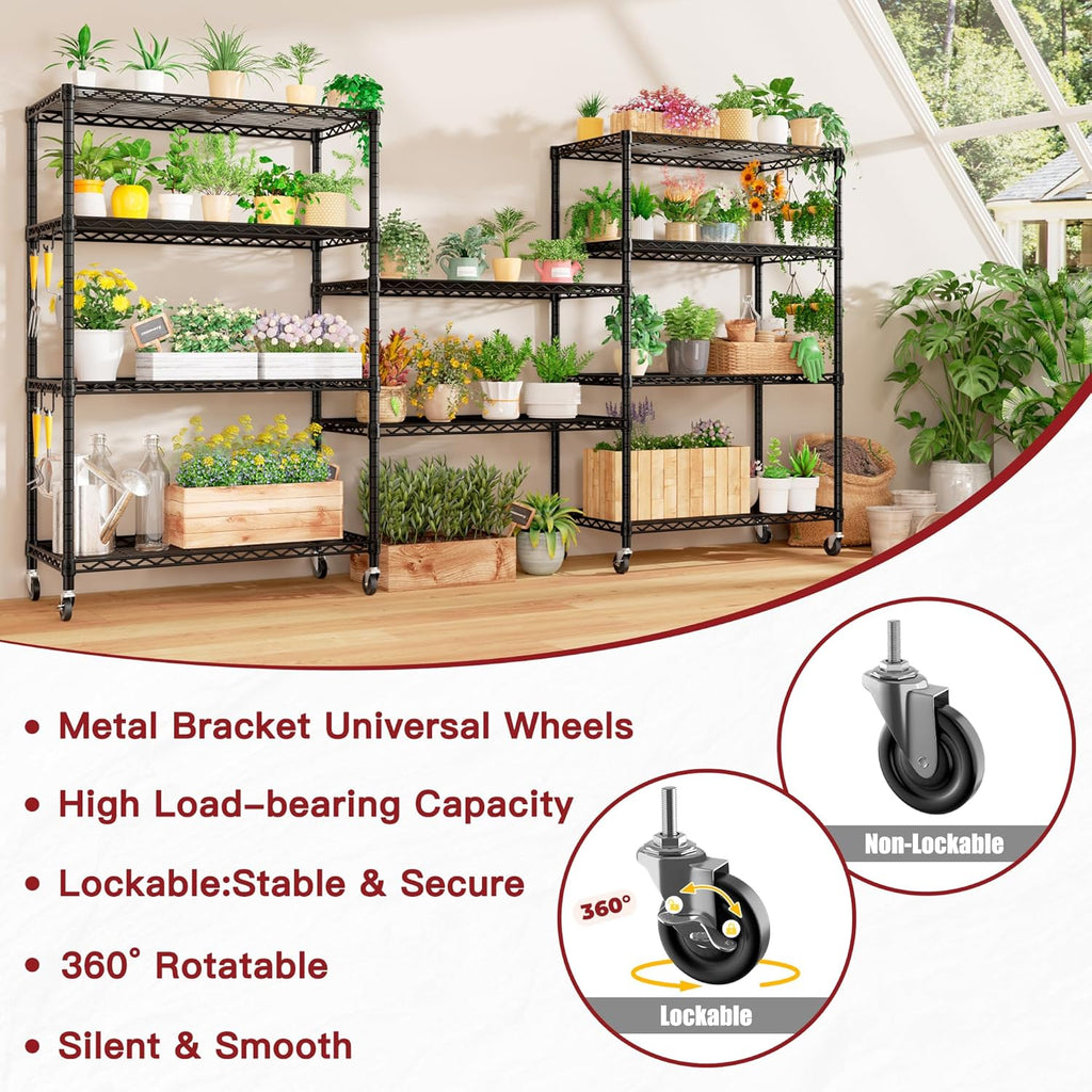 PrimeZone 36"W x 16"D x 79"H Wire Shelving with Wheels, 5-tier Metal Shelf