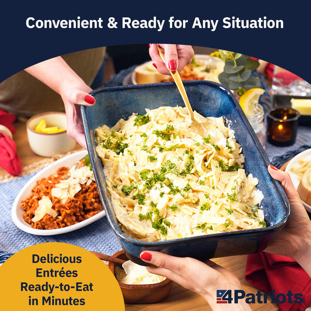 4Patriots Emergency Entree Food Kit – 128 Servings, Tasty Freeze-Dried MRE Survival Meals, 25 Year Shelf Life