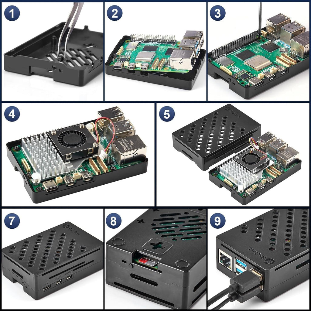 RasTech Raspberry Pi 5 8GB Kit with Active Cooler and Pi5 Case