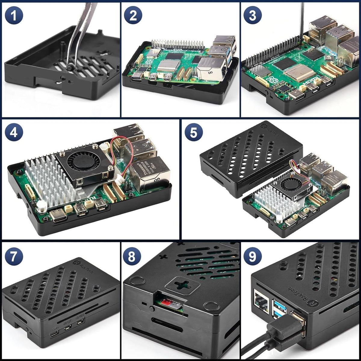 RasTech Raspberry Pi 5 8GB Kit with Active Cooler and Pi5 Case