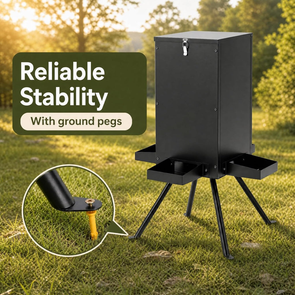 GYMAX 90LBS Deer Feeder, Gravity Deer Feeders with 4 Trays, Heavy Duty