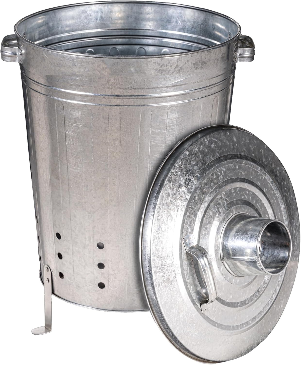 Evergreen Incinerator 13 Gallon Burn Barrel with Lid | Yard Waste Garden Incinerator | Galvanized Steel Burn Cage Incinerator for Paper Leaf Paper