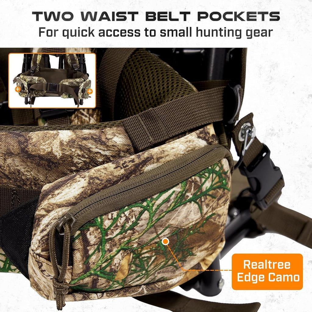 TR Aluminum External Frame Backpack, Adjustable Hunting Hiking Pack, Camo