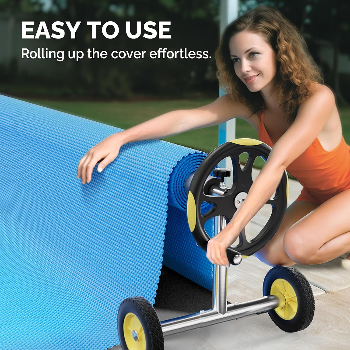 VINGLI 14FT Pool Cover Reel, Solar Cover Reel for Inground Swimming Pool