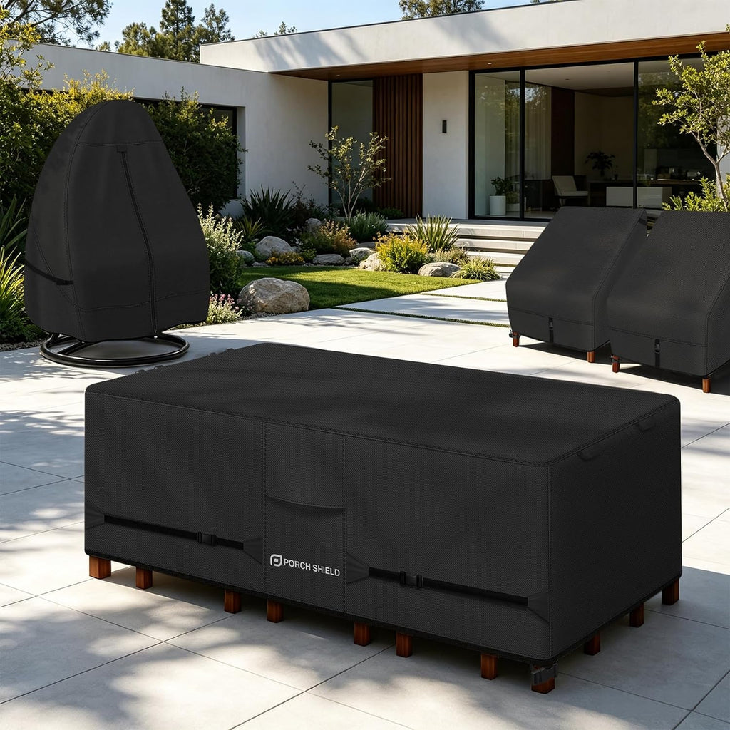 Porch Shield Waterproof Rectangular Patio Table Cover 108 x 60 inch, Black