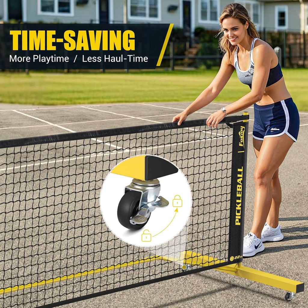 Pickleball Set Net with 4 Paddles Pickleballs, 6FT/11FT/22FT
