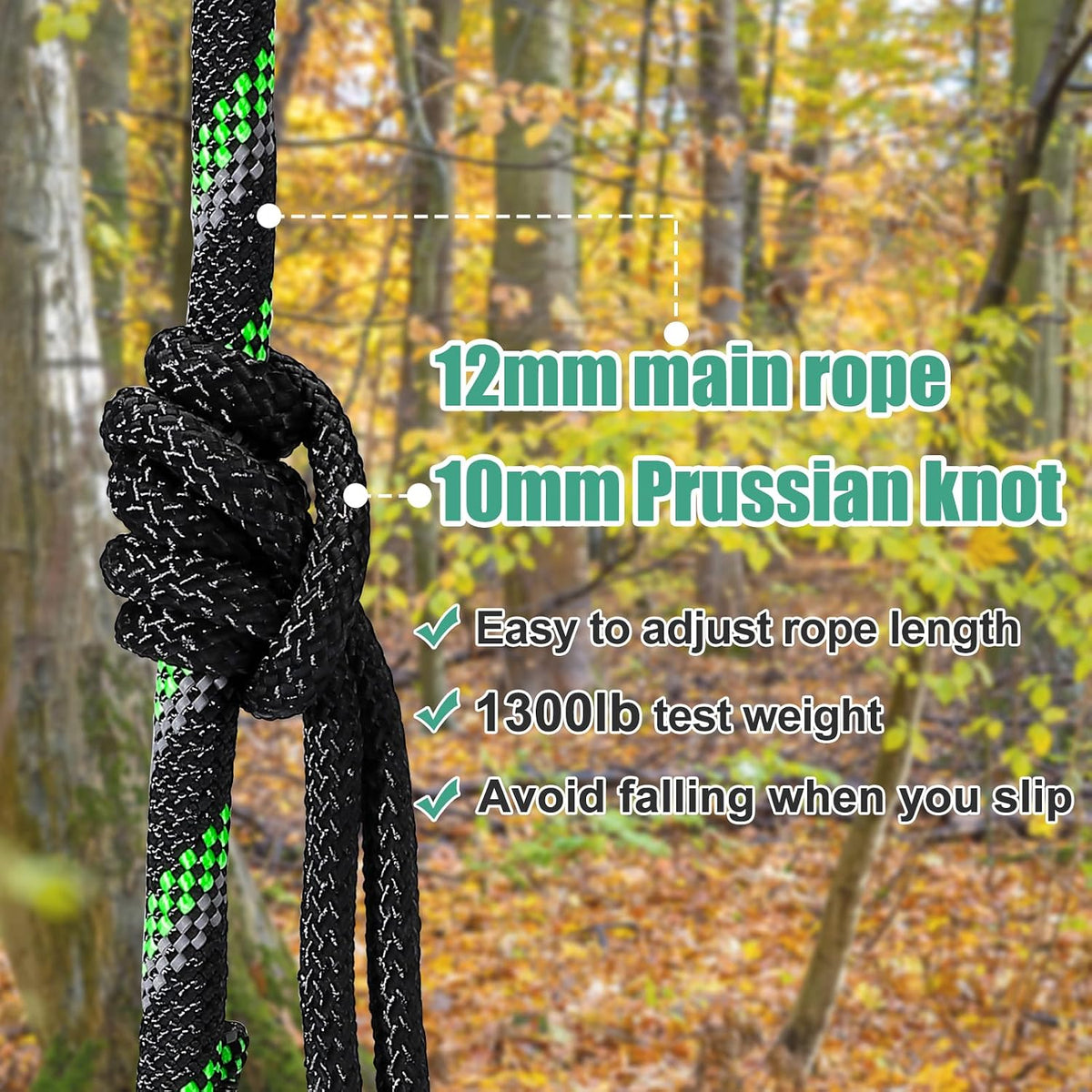 3 Pack Heavy Duty 30ft Hunting Reflective Safety Rope for Tree Stand