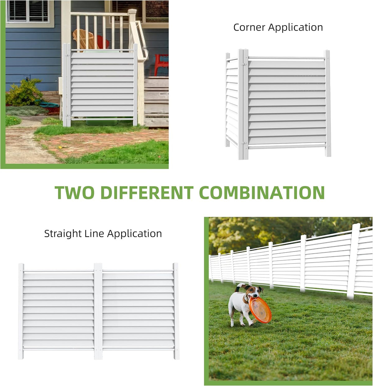 36" W X 45" H Reinforced White Vinyl Privacy Fence, Double Windproof Air Conditioner Fence Trash Can Fence, Louvered Vinyl Screen Panel Kit (1 Panels)