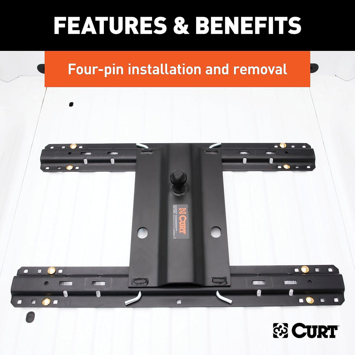 CURT 16055 5th Wheel Rail Gooseneck Hitch, 25,000 lb, 3" Offset