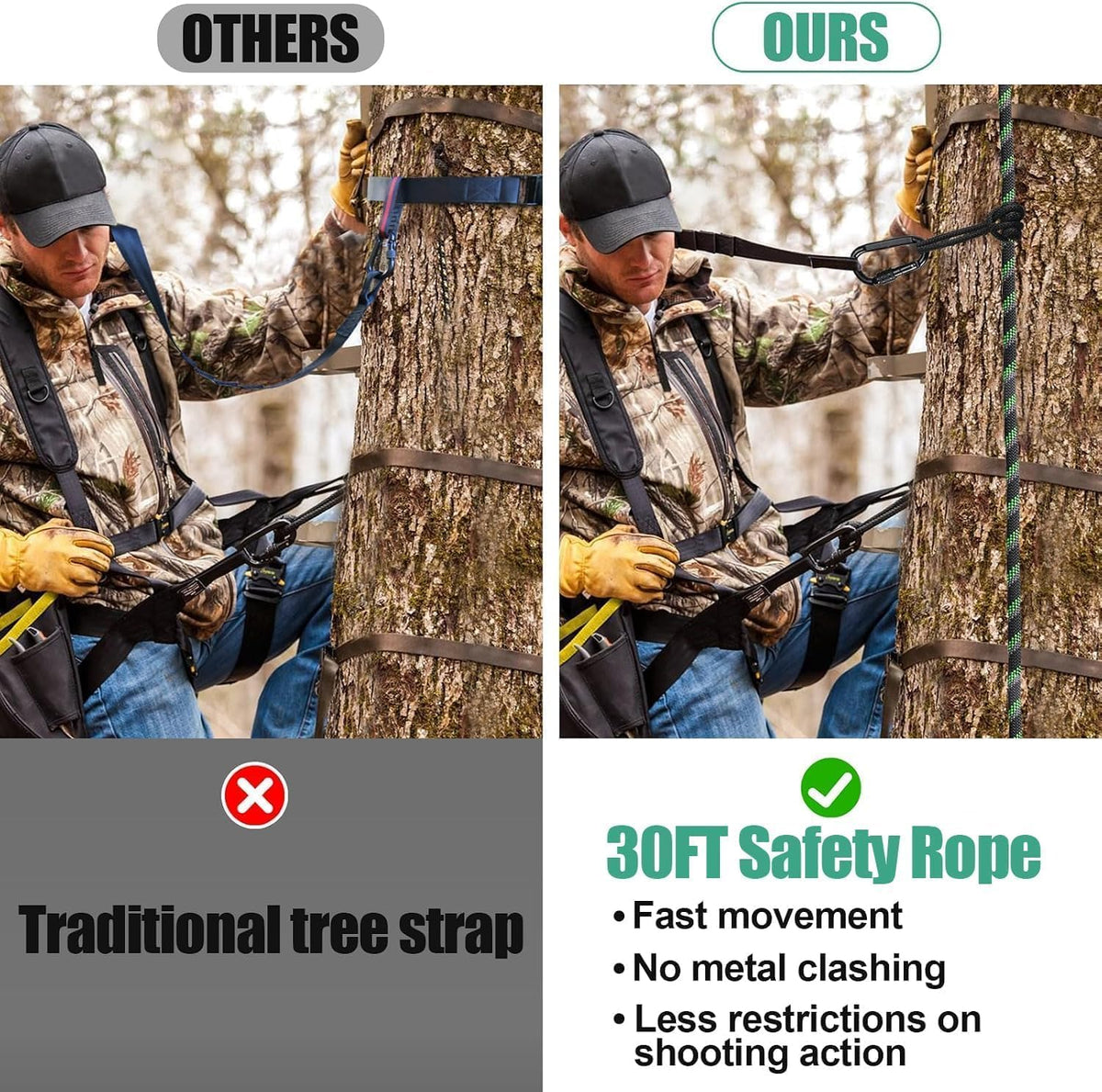 3 Pack Heavy Duty 30ft Hunting Reflective Safety Rope for Tree Stand