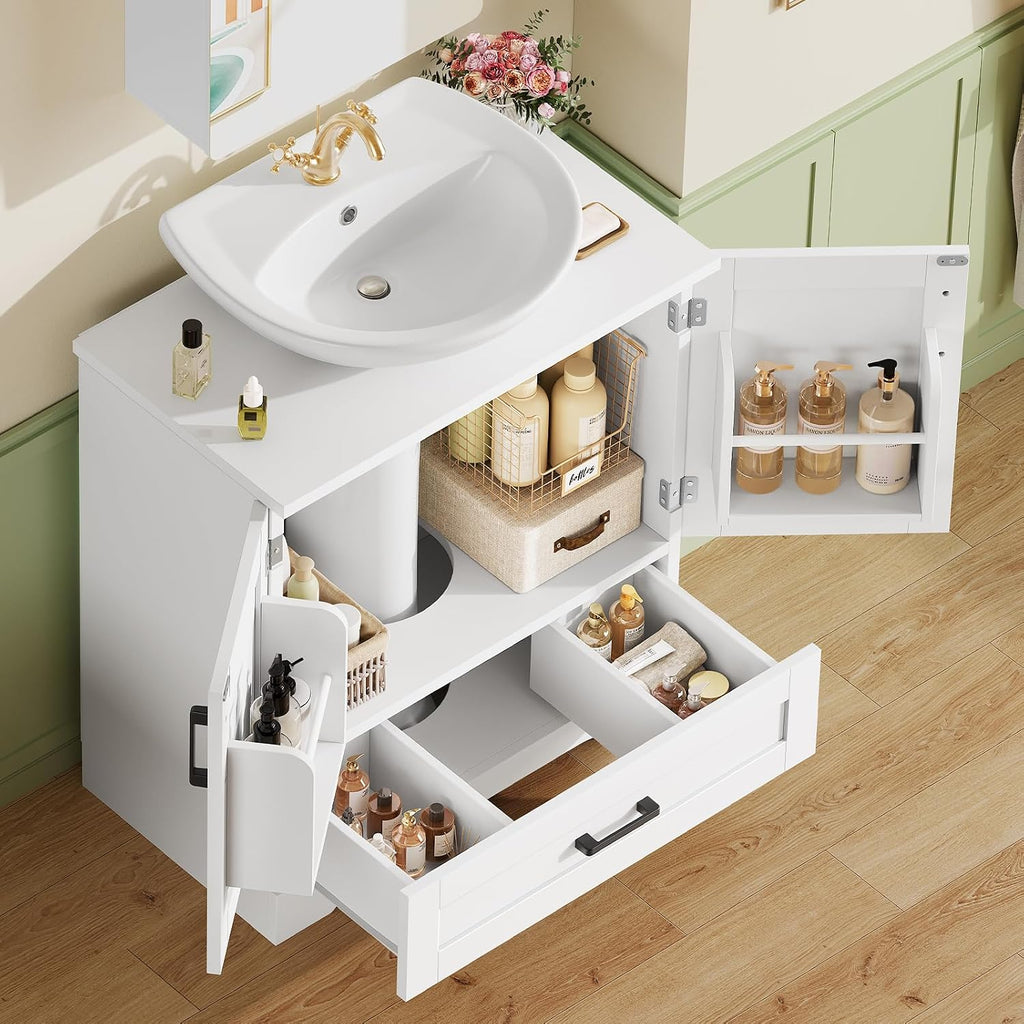 24"Pedestal Sink Storage Cabinet with 2 Doors & 1 Drawer
