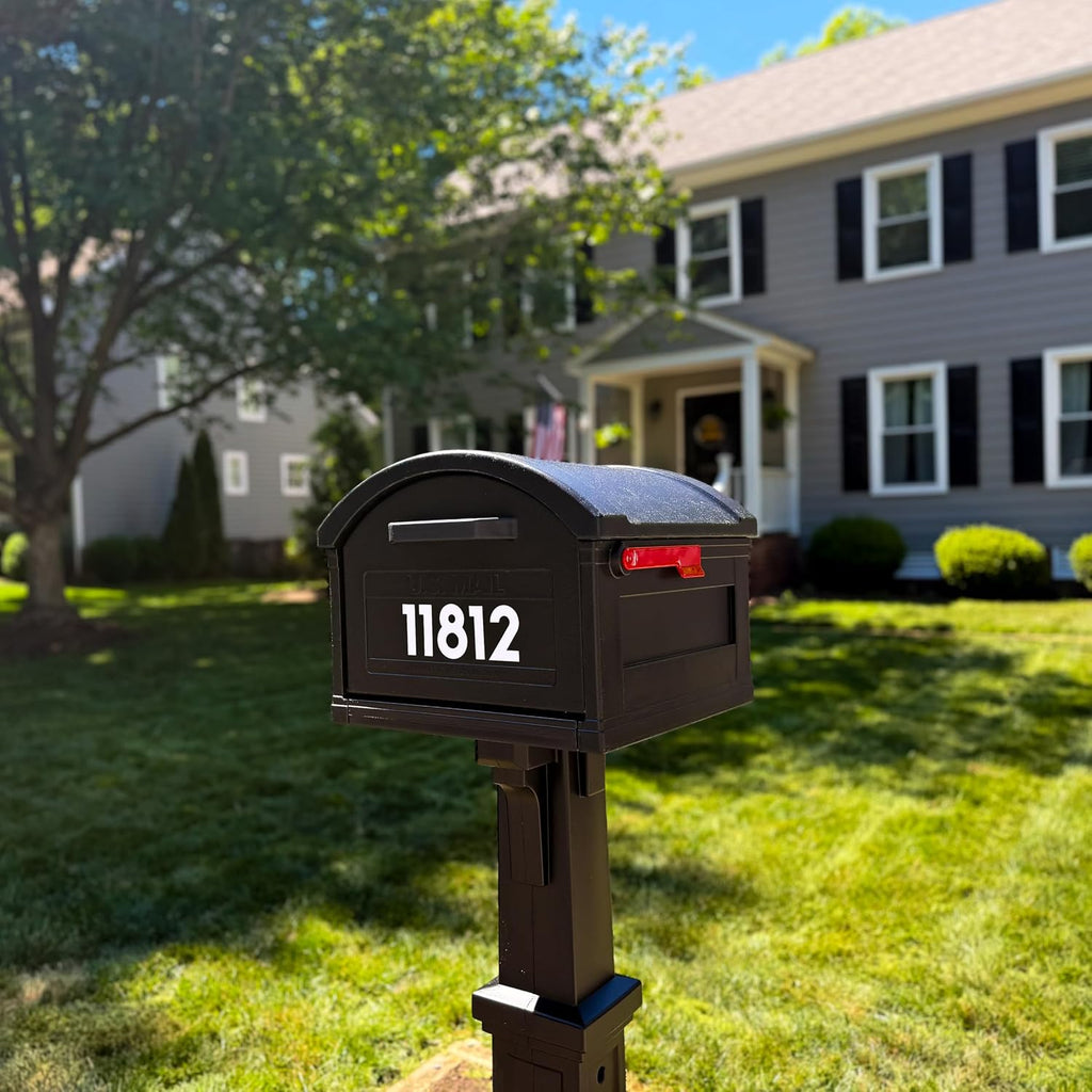 Architectural Mailboxes Grand Haven™ T4, USPS Approved Next Generation Rust-Proof Plastic Post Mounted Mail Box for Outside, Black, XL Extra Large