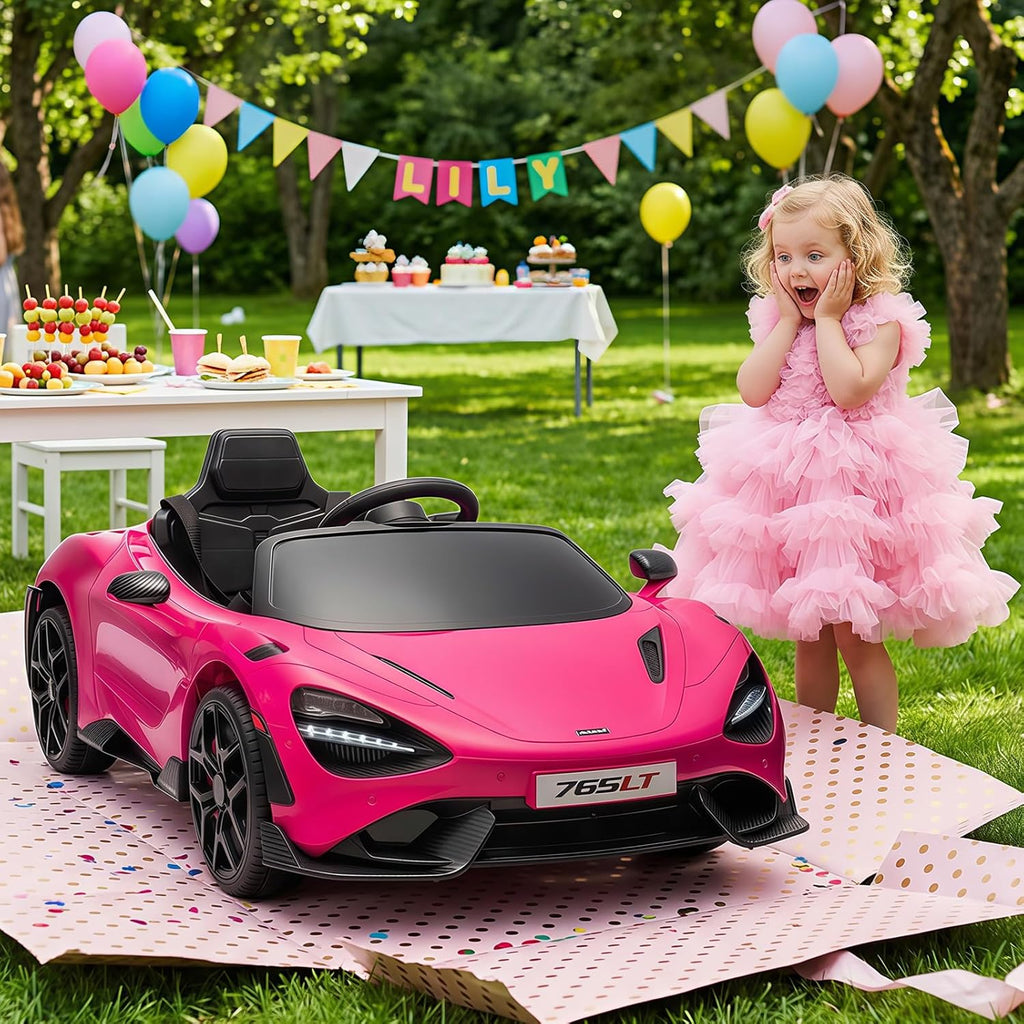 Kids Ride-on Car Licensed McLaren765LT for 3-6Years Old, Electric car 12V Battery Powered Electric Vehicle, w/Parent Remote, Music Player, LED Lights