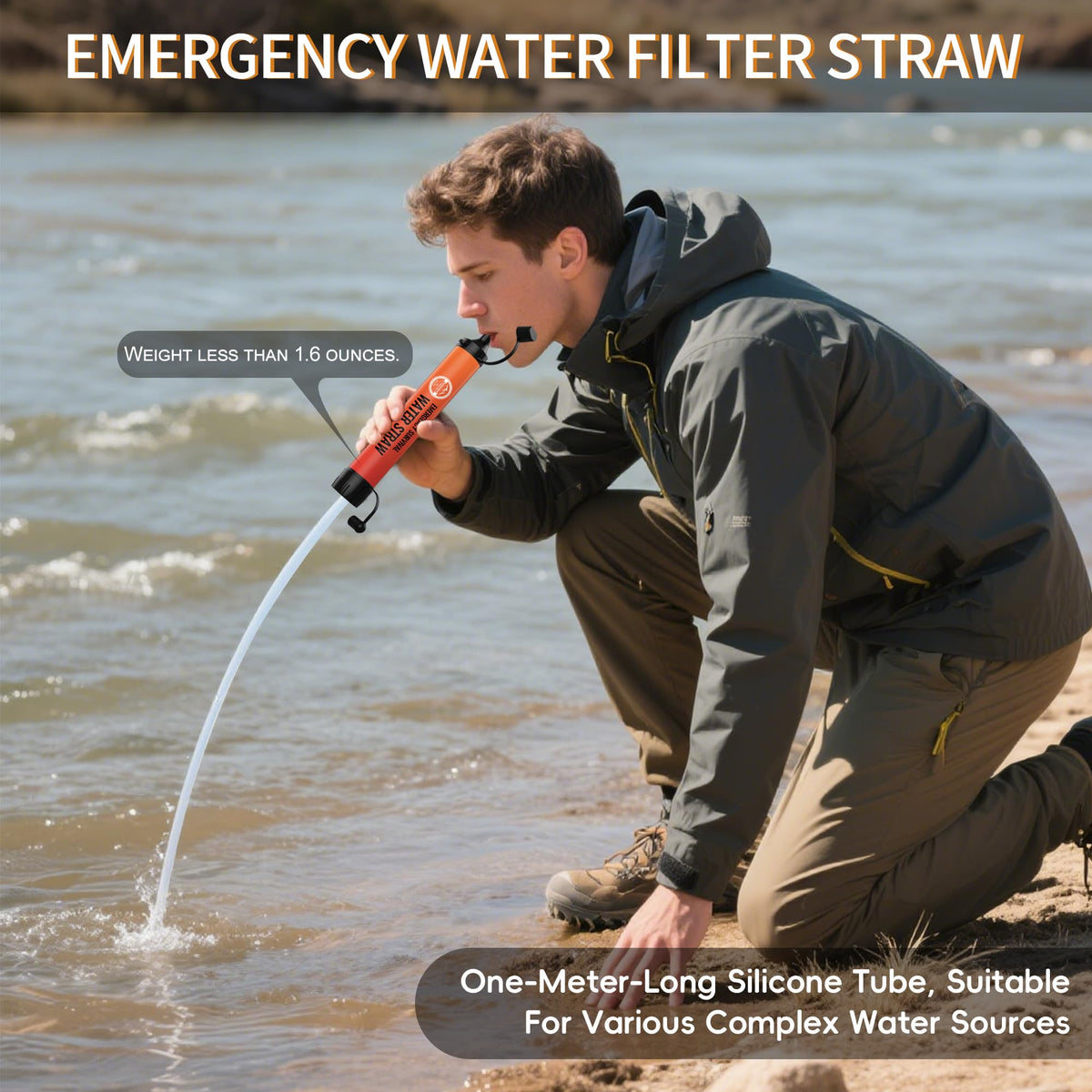 Straw Water Filter 5 Pack - Outdoor Camping & Hiking Survival Gear