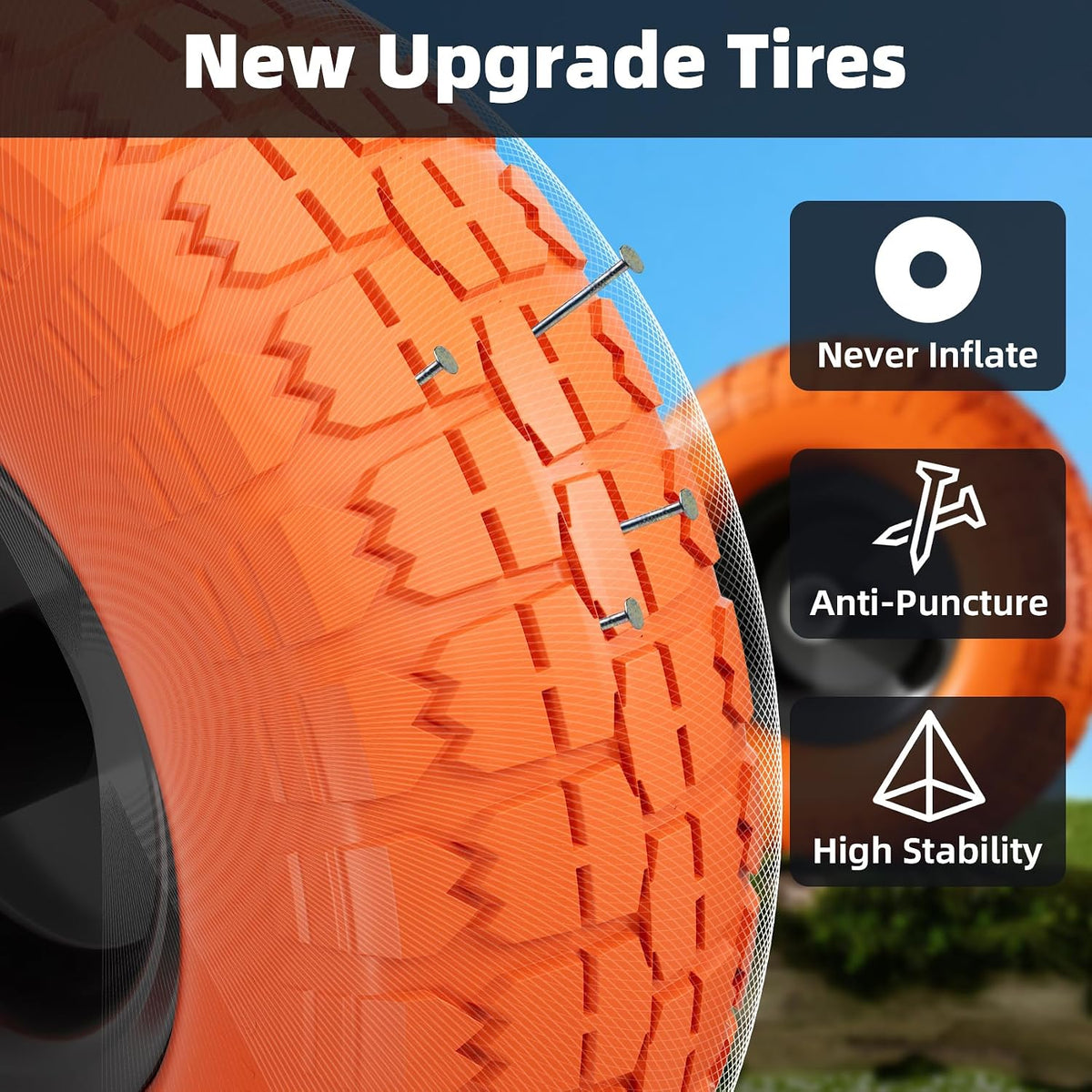 【UPGRADED】4.10 3.50-4 Tire and Wheel, 10 Inch Flat Free Tires
