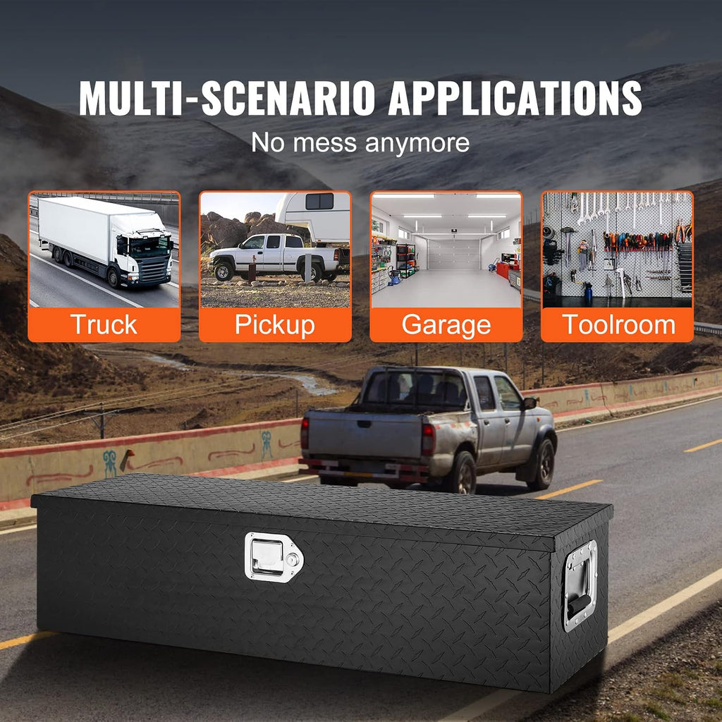 VEVOR Heavy Duty Aluminum Truck Bed Tool Box, Diamond Plate Tool Box with Side Handle and Lock Keys, Storage Tool Box Chest Box Organizer for Pickup