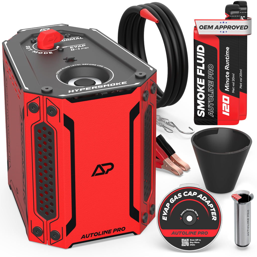 AutoLine Pro HyperSmoke™ Automotive Smoke Machine EVAP Vacuum Leak Tester – Adjustable Pressure – OEM Approved Smoke Fluid – Built-in Air Compressor