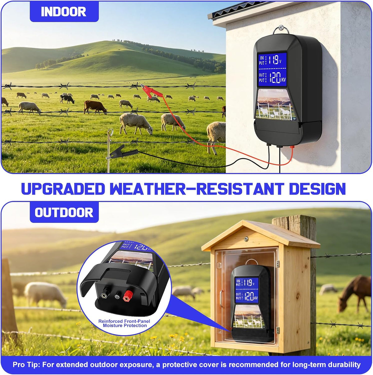 15 Miles 12KV Electric Fence Charger,3J Electric Fencing Kit