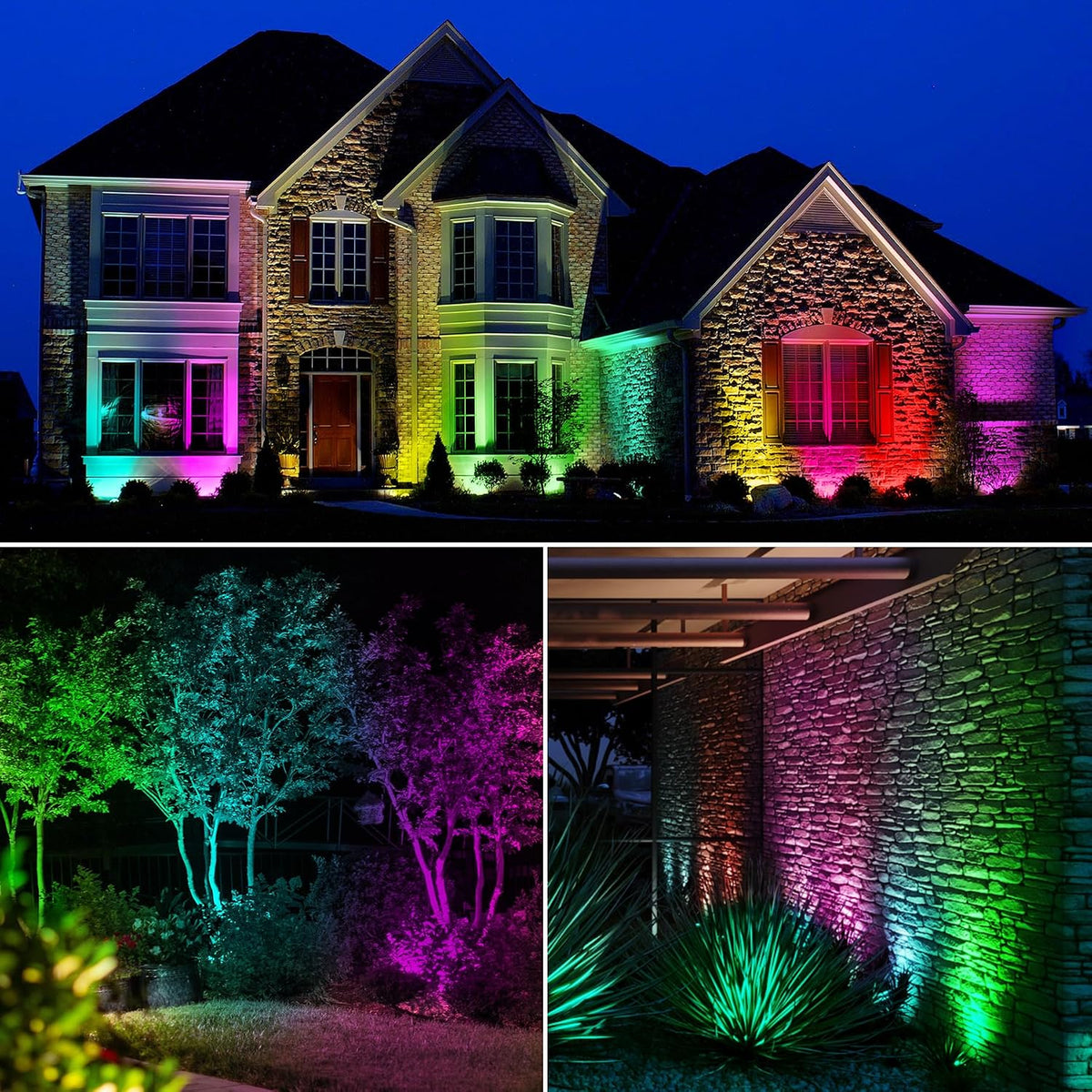 SUNVIE 8-Pack RGB Well Lights Low Voltage Landscape Lighting, Grated Top