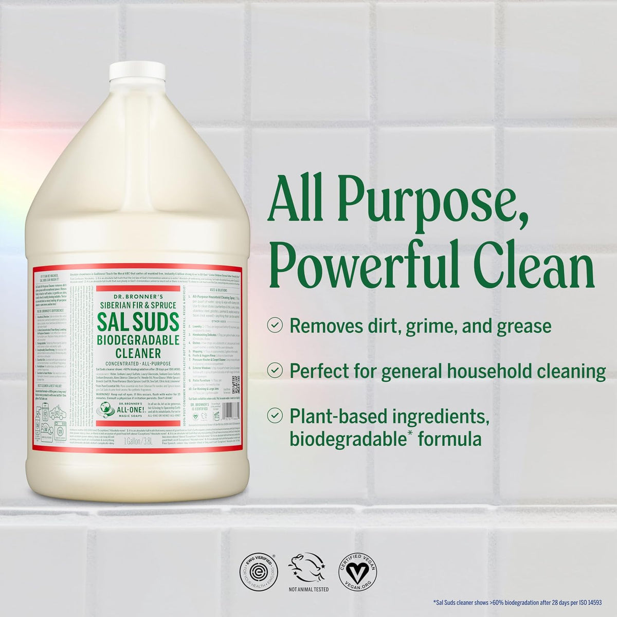 Dr. Bronner's Sal Suds All-Purpose Cleaner, Fir & Spruce Pine, 1 Gallon