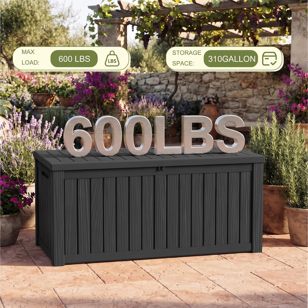310 Gallon Deck Boxes Outdoor Waterproof Large Outside Storage Box