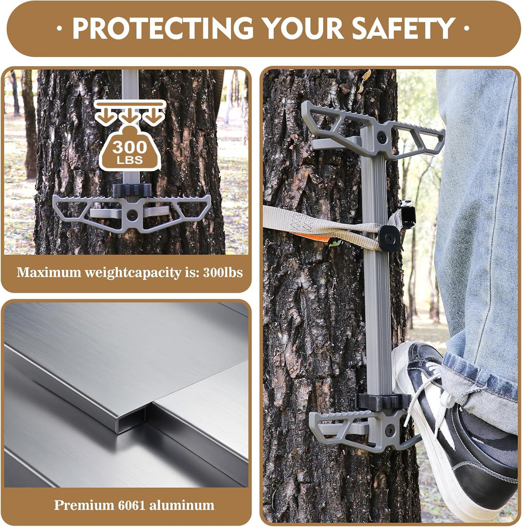 Climbing Sticks,Aluminum Non-Slip Hunting Climbing Steps,Lightweight Tree Climbing Hunting Gear Hunting Accessories for Tree Stands Set of 4,Fold Up