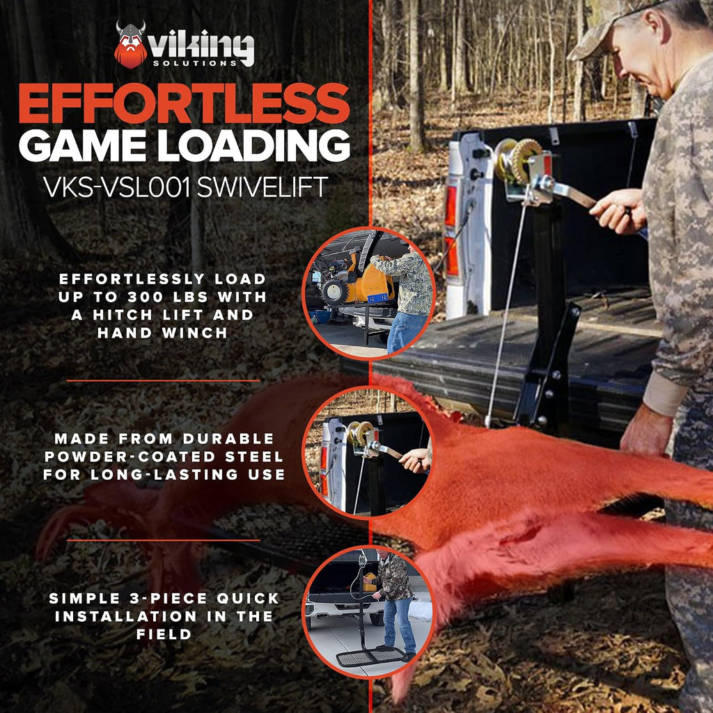 Viking Solutions SwiveLift Durable Lightweight Foldable Easy to Use Portable Big Game Hitch-Mounted Lifting System