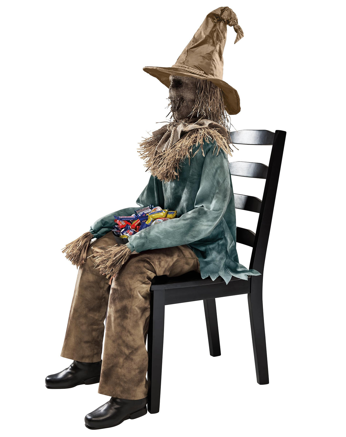 Spirit Halloween 4 Ft 6 In Scary Sitting Scarecrow Animatronic, Multicolor