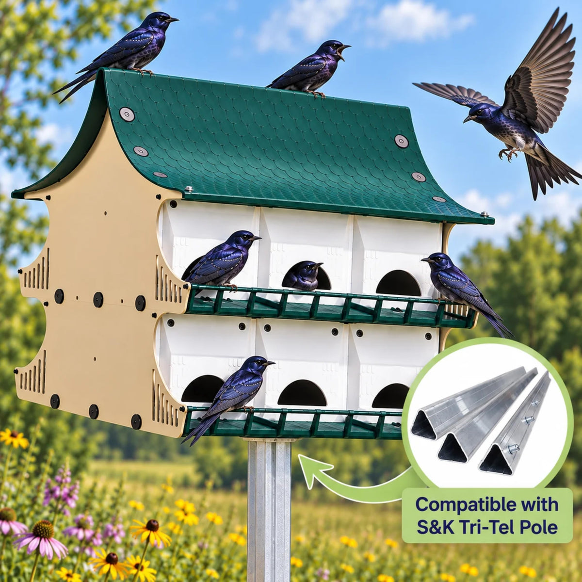 S&K Purple Martin House, 12-Room Birdhouse for Backyard Birding