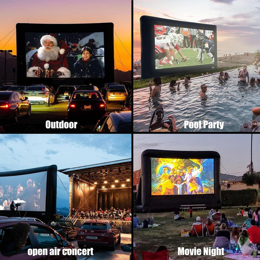 CZGBRO Inflatable Projector Screen, 14FT Outdoor Blow Up Movie Screen with Air Blower, Front & Rear Projection 16:9 One Piece Design, Inflatable
