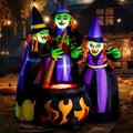Joiedomi 6 FT Tall Halloween Inflatables Three Witch Around Cauldron with Flame Light Yard Outdoor Decoration Blow Up with Build-in LEDs for