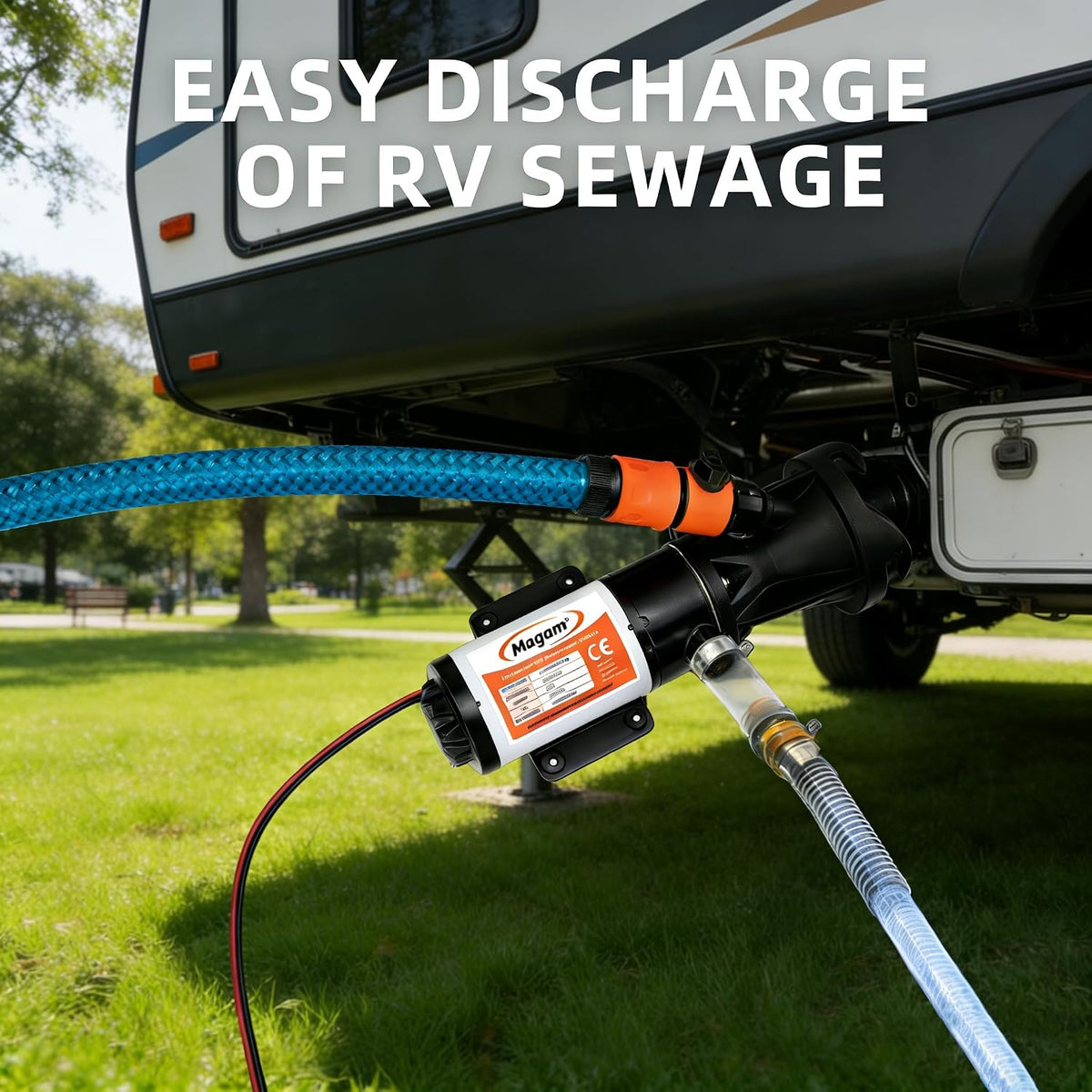 RV Macerator Pump 12V, 12GPM Quick Release Sewer Pump for RV, Boat & Camper