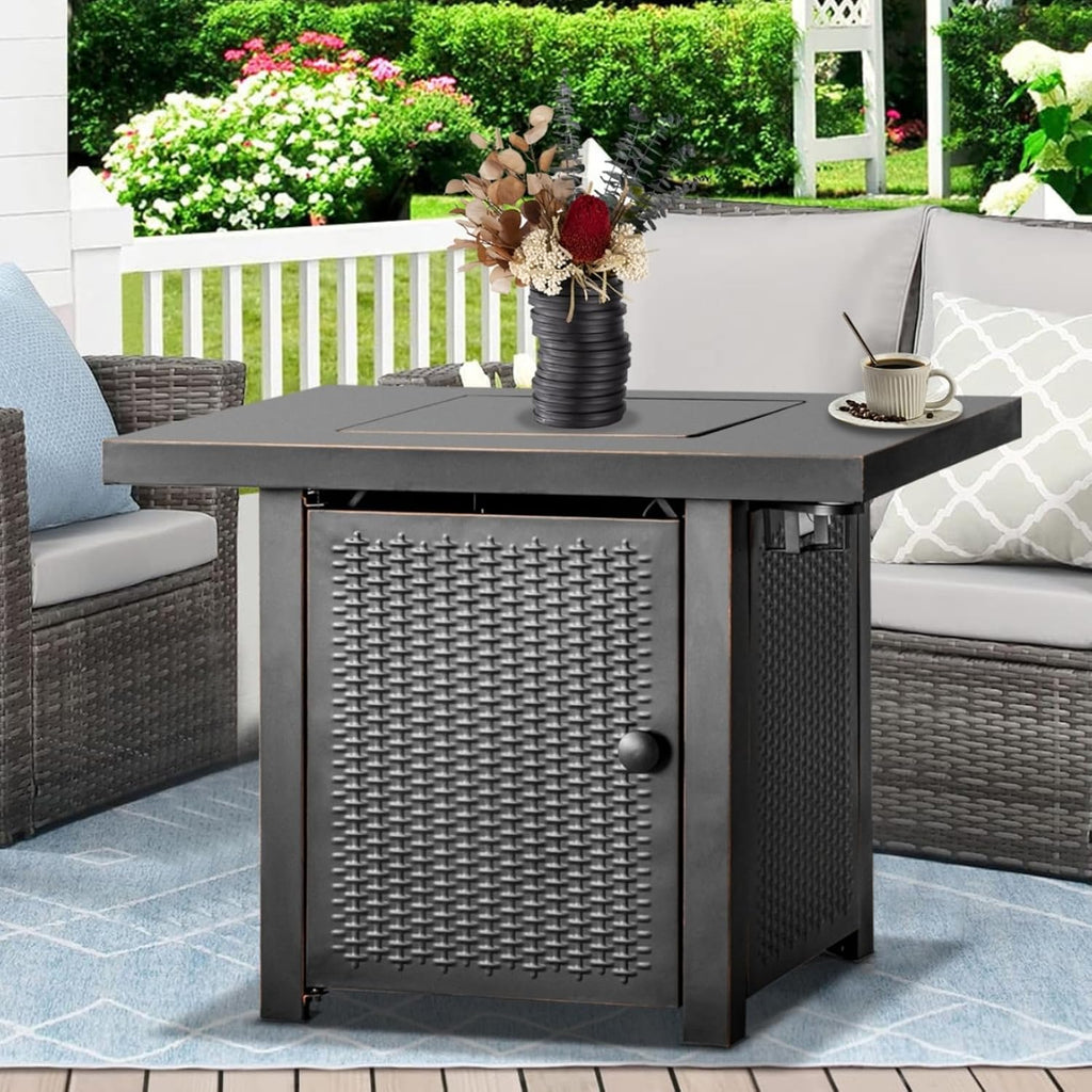 OutVue 32 inch Propane Fire Pit Table with 2 Drink Holders