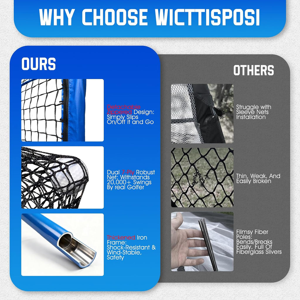 Golf Net with Extra Striking Net, Heavy Duty Golf Practice Hitting Net Huge
