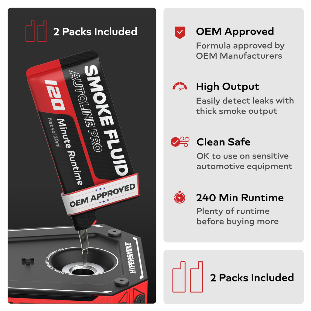 AutoLine Pro HyperSmoke™ Automotive Smoke Machine EVAP Vacuum Leak Tester – Adjustable Pressure – OEM Approved Smoke Fluid – Built-in Air Compressor