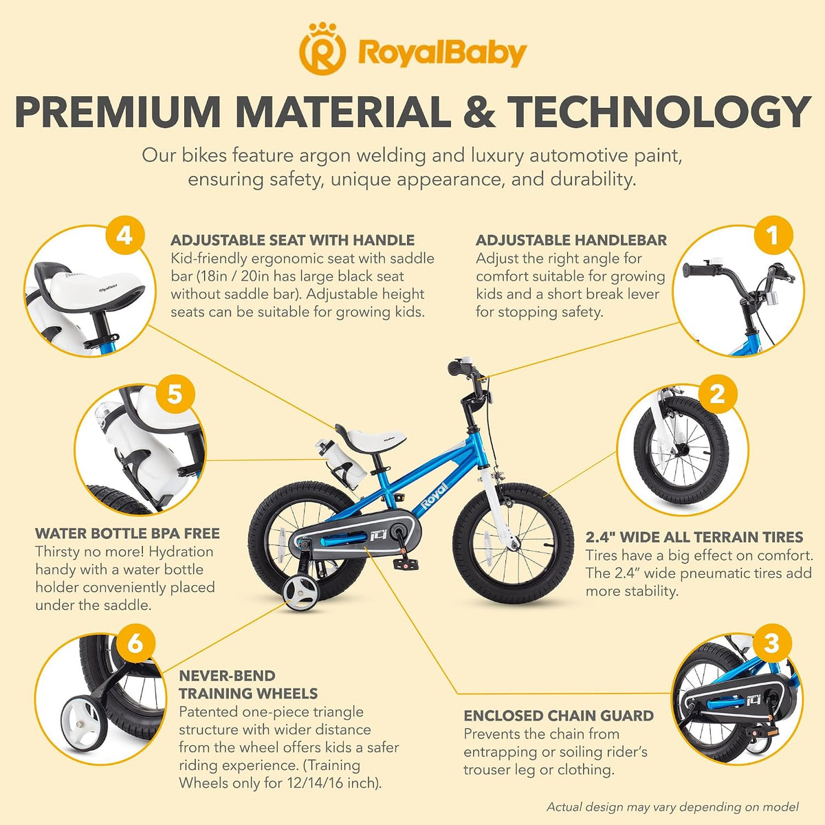 RoyalBaby Freestyle Kids Bike for Boys Girls Ages 3-10 Years