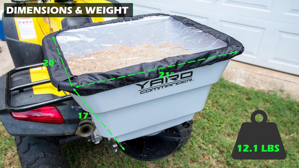 80 LB ATV/UTV Broadcast Spreader - 12-Volt Heavy Duty Motor - Salt, Seed, Fertilizer & More - Adjustable Drop Rate - Included Hopper Cover - Mounts