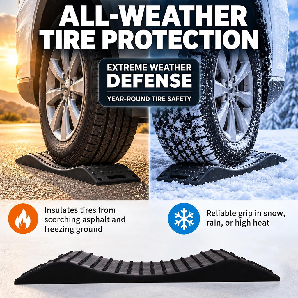 Tire Saver Ramps, 4-Pack Rubber Tire Cradles, Flat Spot Protectors